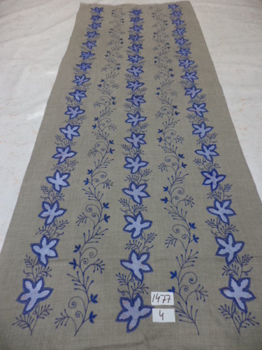 Grey Pure Merino Wool With Net Embroidery Stoles.