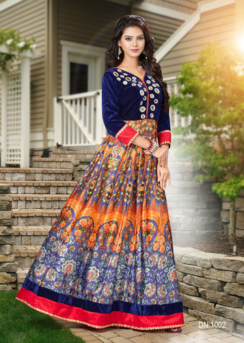 Nargis-2 Heavy Work Lehnga - Crep Digital Print Fabric, Velvet Choli, Size 44 (Alterable), Hand & Zari Embroidery, Soft Net