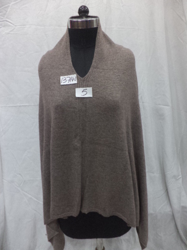 Grey Woolen Knitted Natural Color Poncho