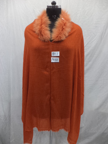 Orange Woolen Fur Neck Cape