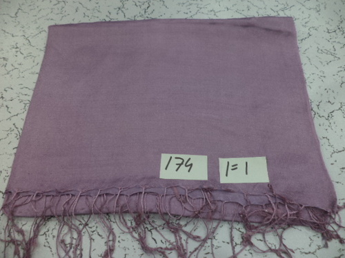 Silk Kattan Dyed Stoles - 70x200 cm, 50% Silk 50% Fine Viscose, Purple Color, Fringe Closure, Hand Made, Plain Pattern