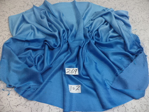 Silk Kattan Shaded Ombre Stoles - 70x200 cm, 50% Silk 50% Viscose, Blue Color, Handmade, Fringe Closure, Suitable for Daily, Evening, and Prayer Use