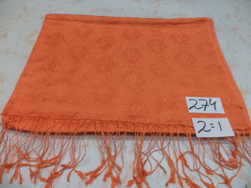 Orange Silk Kattan Self Jacquard Stoles  