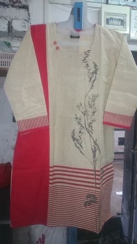 Cotton Printed Kurti - Long Length, Regular Fit, 3/4 Sleeves | Party Wear for Girls in Sizes M, L, XL, XXL