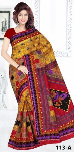 Multi Color 100 % Cotton Printed Saree Cut 5.50 Mtr With B.P. 0.80 Centimeter