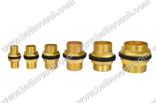 Brass Tank Nipples with Washer - Brass, Sizes 1/2 to 4 Inches, Round Shape, Female Connection, Natural Finish, Polished Surface | Corrosion-Proof, High Pressure Tolerance, Easy to Fit