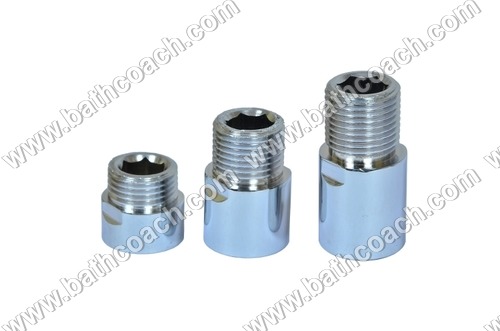 CP Shower Extension Nipples - Brass Material, 1/2 Male X 1/2 Female Size , Round Shape with Chrome Plated Finish , Defect Free and Durable