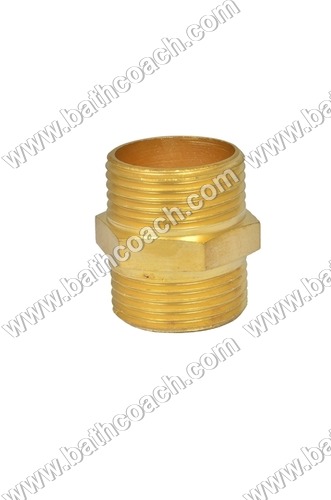 Brass Hexagonal Nipple - Brass, Size 1, Hexagonal Thread, Female Connection, Male Type | High Strength, Weather Proof, Corrosion Resistant