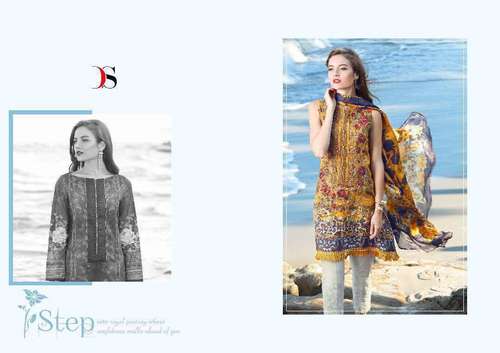 Florent-14 Salwar Suit - Pure Cotton Top with Embroidery, Semi Lawn Bottom with Embroidery, Chiffon Printed Dupatta | Anti-Wrinkle, Breathable, Quick Dry, Washable, Full Sleeves, Customized Size, Summer Collection