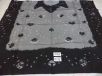 Pure Silk Bandani Printed Pareos - 90x180 Cm, White & Black Color, Hand Made, Perfect For Women At Weddings