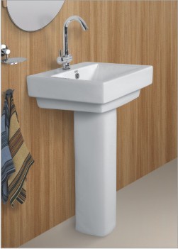 White Square Pedestal Wash Basin