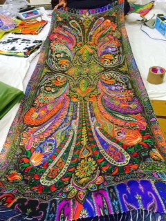 Pashmina Wool Kashmiri Kalamkari Embroidery Artwork Shawl