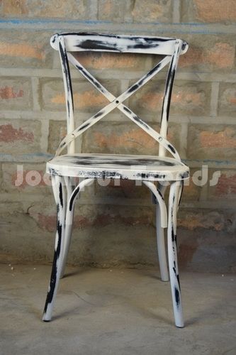 Polished Iron Cross Patti Chair Distress Finish