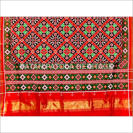 Lotus Bhat Sarees - Silk, Double Ikat Weave, Red | Smooth Texture, Flawless Finish, Skin-Friendly