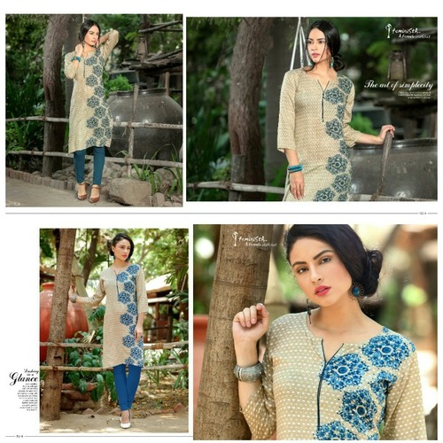Senses -8 Cotton Rayon Kurti L-XXL, Beige - Soft Fabric, Stylish Design, Comfortable Fit