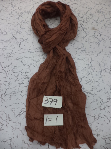 Pure Silk Wrinkled Stoles - 55x180 cm Brown Ombre Dyed Hand Made for Daily Evening and Prayer Usage