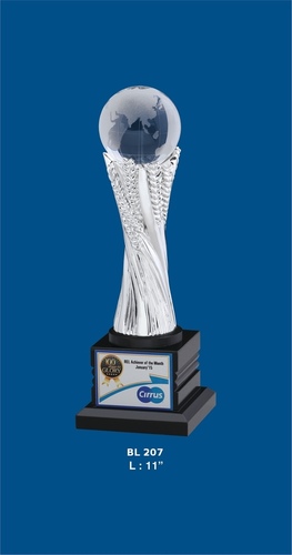 Metal Trophies - Metal & Acrylic, 11" Height, 4x4" Base, Silver | Award Recognition, Elegant Design, Durable Material, Polished Finish