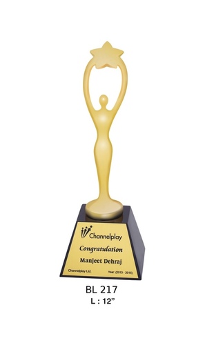 Metal Trophies - Metal & Wood, 12" Height, Gold Color | Award Recognition, Prestigious Design, Motivational Symbol, Durable, Polished Finish