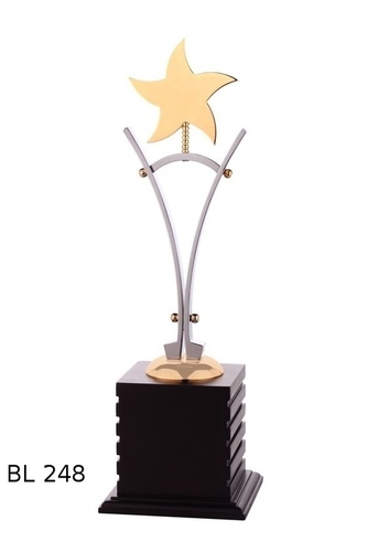 Metal Trophies - Metal and Wood, 20-30 cm, Gold | Polished Finish, Award Recognition, Elegant Design, Motivational Tool