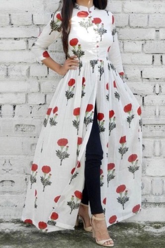 Multicolor Printed Crepe Kurti