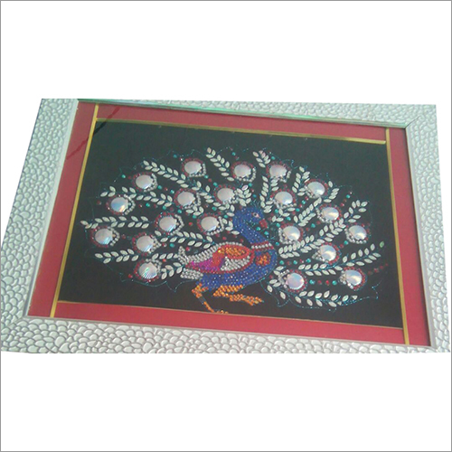 Painting Photo - Wood 12x16 Inches White Frame, Hand Painted Peacock Design, Intricate Details, Durable Frame