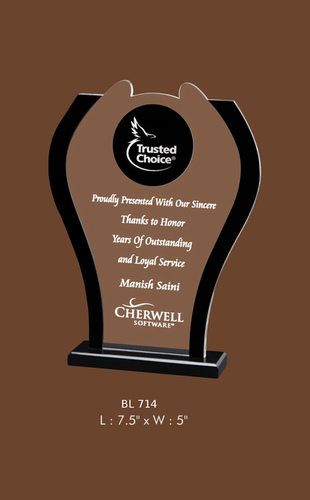 Acrylic Trophies - 7.5"x5" Brown Acrylic, Text Engraving | Award Recognition, Elegant Design