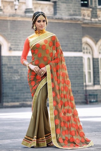 Silk Beautiful Half And Half Saree
