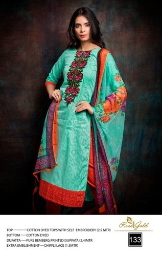 Rv gold anokhi-5 cotton dyed Embriodary suit