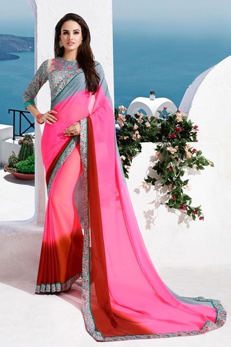 Silk Pink Shaded Saree