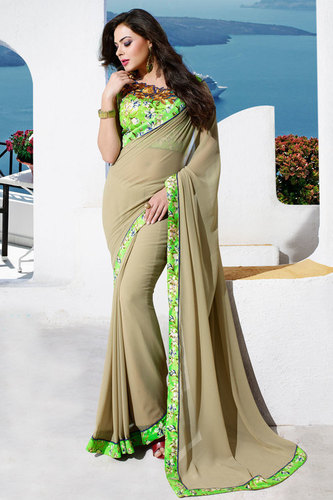 Green And Gray Indian Designer Saree