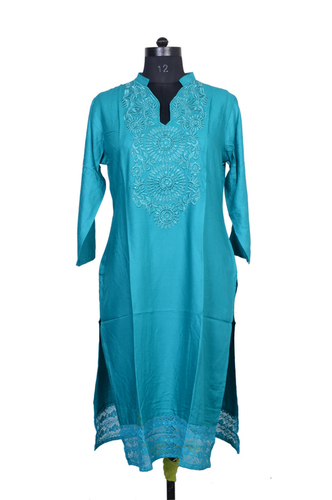 Aawari Rama Green Rayon Kurti