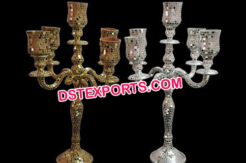 Five arm Wedding Mirror Work candelabra