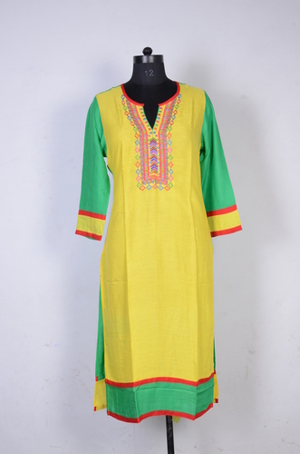 Aawari Yellow Rayon Kurti