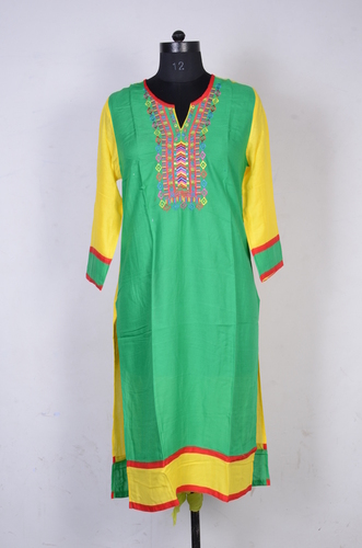 Green Rayon Fabric Kurti