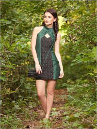 Organic Green High-neck Dress