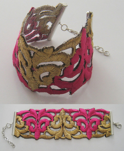Designer Bracelet - Leather & Metal, 6x2 Inches, Pink | Stylish Design, Durable Material, Elegant Look, Comfortable Fit, Unique Style