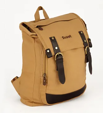 Canvas Backpack - Cotton Material, 39x30x10 cm, Beige Color | One Main Compartment with Cord Closure, Three Additional Pockets, 774g Weight