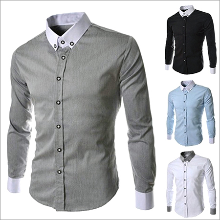 Grey Mens Long Casual Shirt