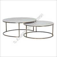 S A Brass Elle Round Marble Nest