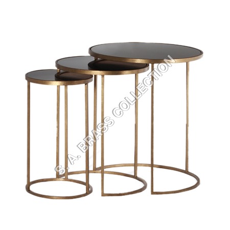 S A Brass Round Nesting Table