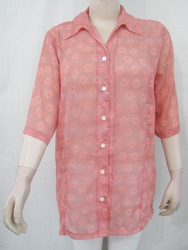 Ladies Shirts - Polyester Medium Peach, Floral | Button-up, Collared, Stylish Design, Comfortable Fit, Breathable Fabric, Easy Care, Versatile Style
