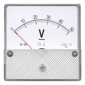 Moving Coil Instrument DC Voltmeter - Plastic Metal, Square Shape, 50mV-600V, Class 2.5 Accuracy, Panel Mount