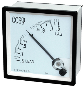 Power Fact Meter - Plastic Panel Mount, 96 Series Analog, 100-440V, 50/60Hz, Class 2.5 Accuracy, Square Shape