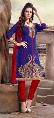 Blue And Red Beautiful Chudidar Salwar Kameez