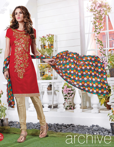 Red And Brown Fashionable Women Salwar Suit