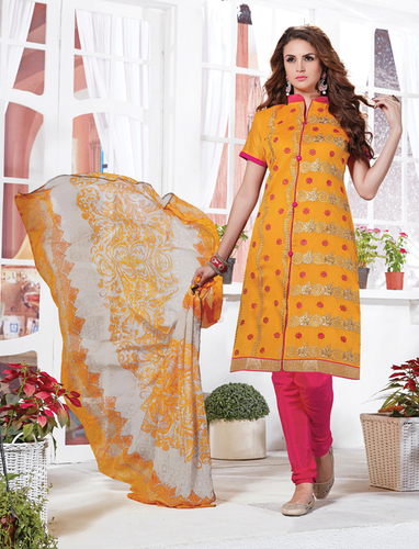 Yellow And Pink Wedding Dress Material