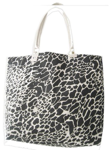 Canvas Bag - Canvas, 16x16x5 Inches, Black | Durable, Lightweight, Reusable, Large Capacity, Animal Print Cotton Handles