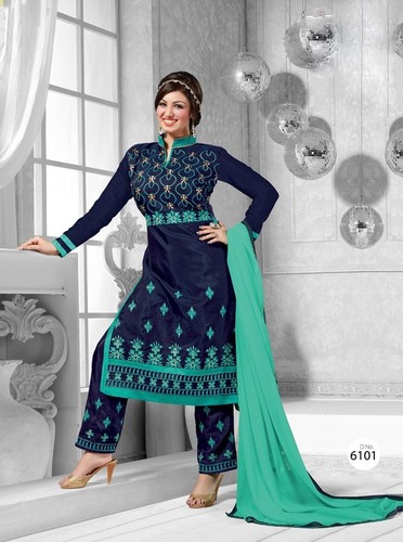Blue And Green Ladies Ethnic Wear Dress