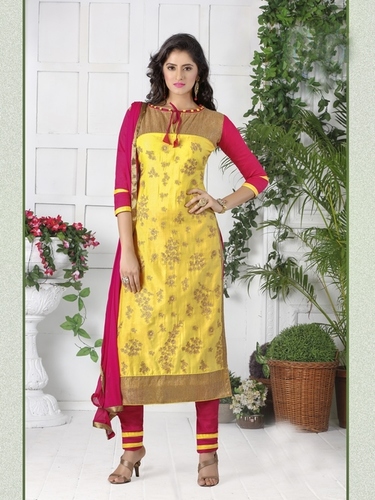 Yellow Embroidered Designer Dress Decoration Material: Laces