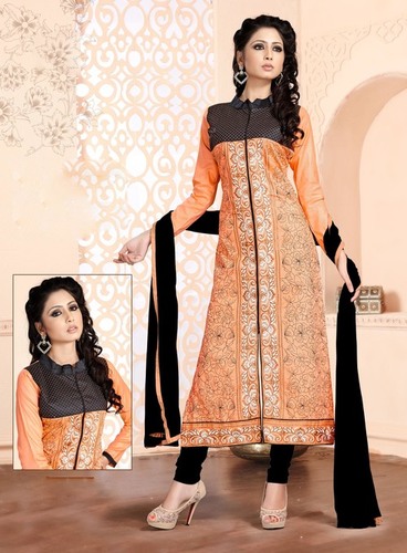 Cream And Black Indian Wedding Wear Dress